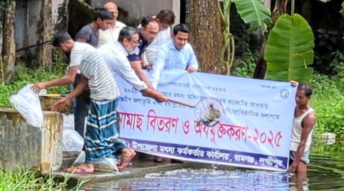 রামগঞ্জে মাছের পোনা অবমুক্তকরণ কার্যক্রমের উদ্বোধন 