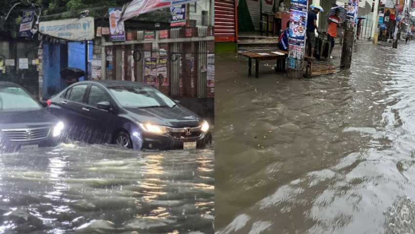 রাত থেকে টানা বৃষ্টিতে রাজধানীতে জলাবদ্ধতা, তীব্র যানজট